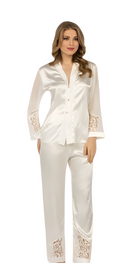 TRJ1486 High Quality Satin Pajama Set with Lace