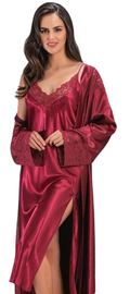 TRJ1939 TWO PIECES EXTRA SIZE NIGHTDRESS & ROBE SET