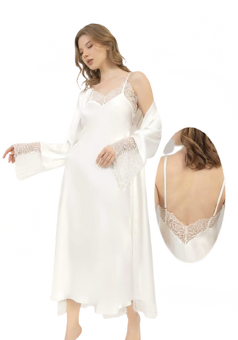 TRJ1961 Two Pieces Plus Size Long Satin Set